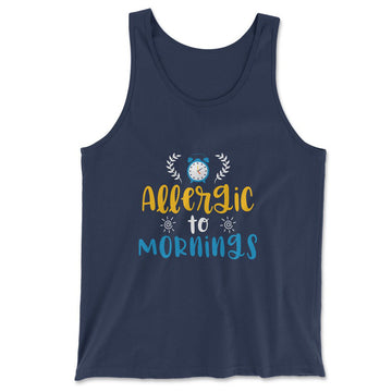 Allergic To Mornings Men/Unisex Tank in Navy color